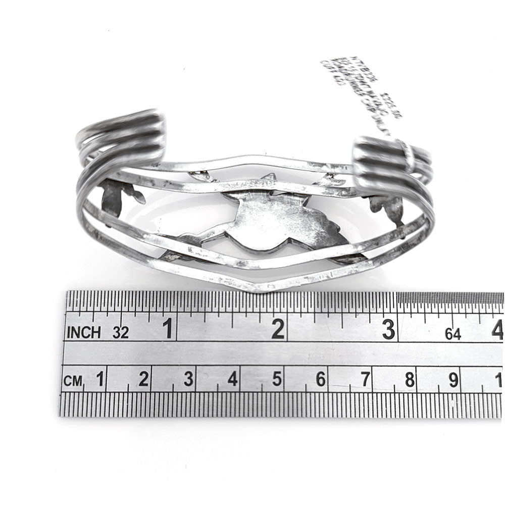 Navajo Sterling Silver Multi-Stone Chip Inlay Roadrunner Bracelet