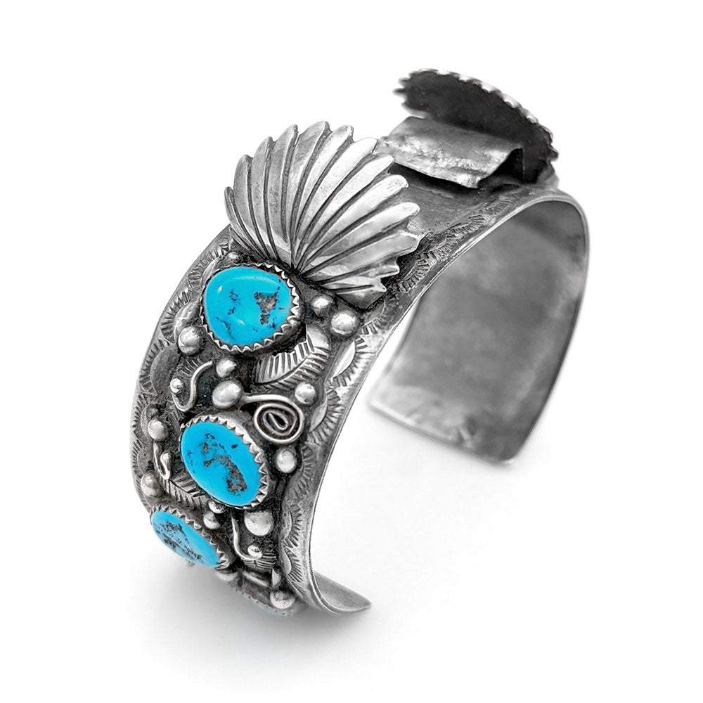 Navajo Sterling Silver & Turquoise Watch Cuff Bracelet
