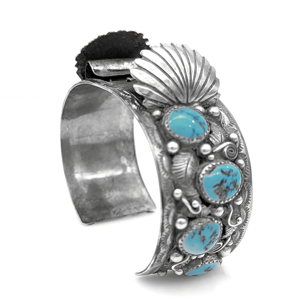 Navajo Sterling Silver & Turquoise Watch Cuff Bracelet