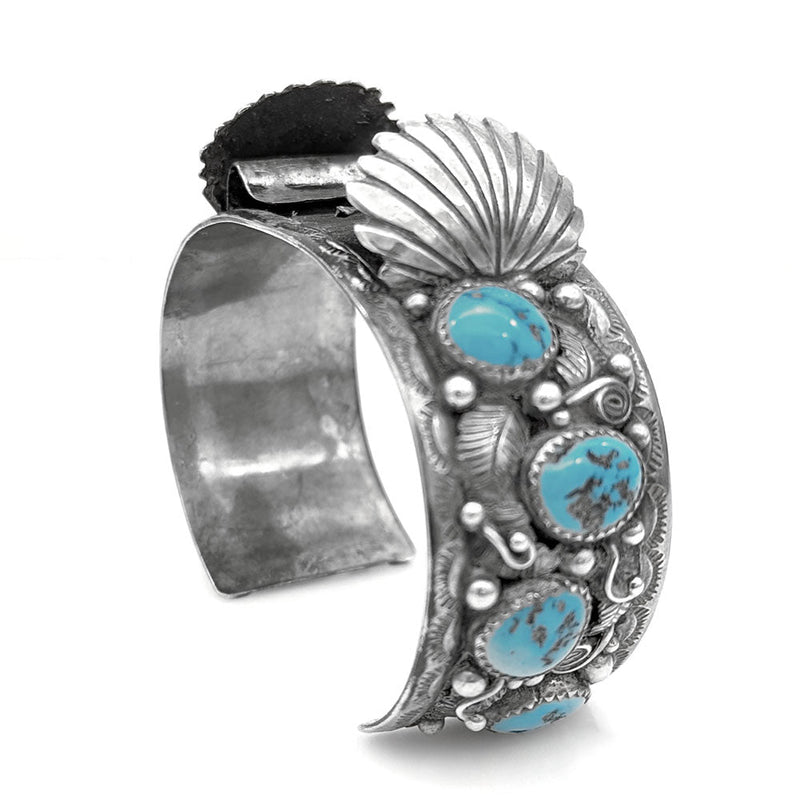 Navajo Sterling Silver & Turquoise Watch Cuff Bracelet