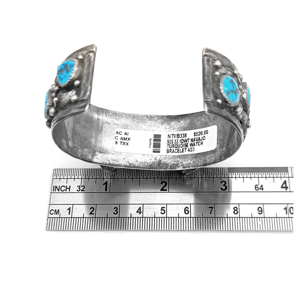 Navajo Sterling Silver & Turquoise Watch Cuff Bracelet