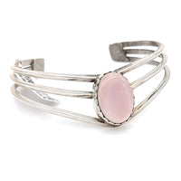 Navajo Signed GJ Sterling Silver & Pink Mother of Pearl Cuff Bracelet