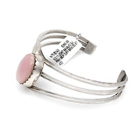 Navajo Signed GJ Sterling Silver & Pink Mother of Pearl Cuff Bracelet