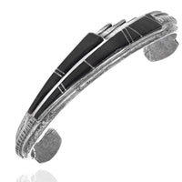 Navajo Sterling Silver Black Onyx Inlay Cuff Bracelet