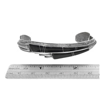Navajo Sterling Silver Black Onyx Inlay Cuff Bracelet