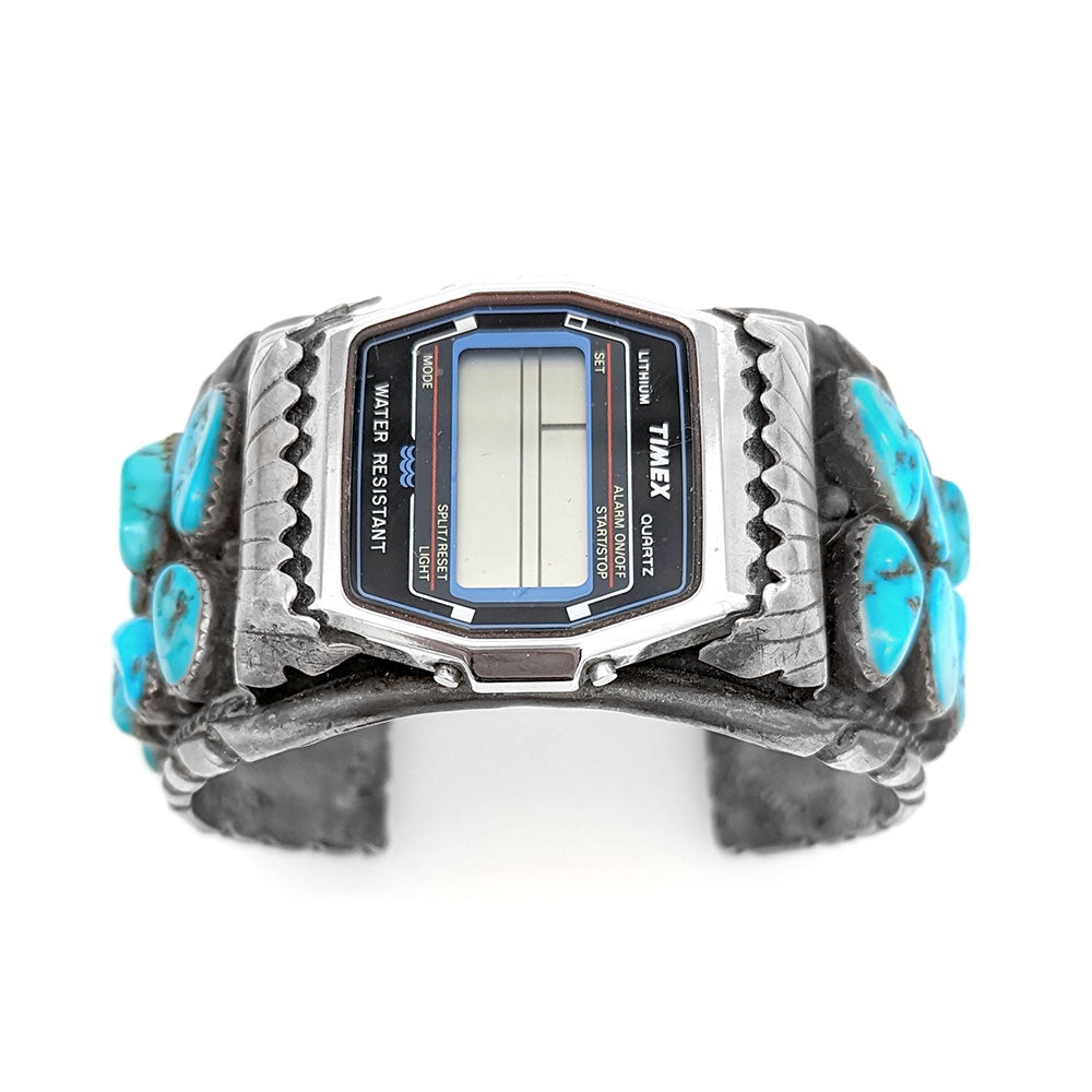 Navajo E. Spencer Sterling Silver & Turquoise Watch Cuff Bracelet