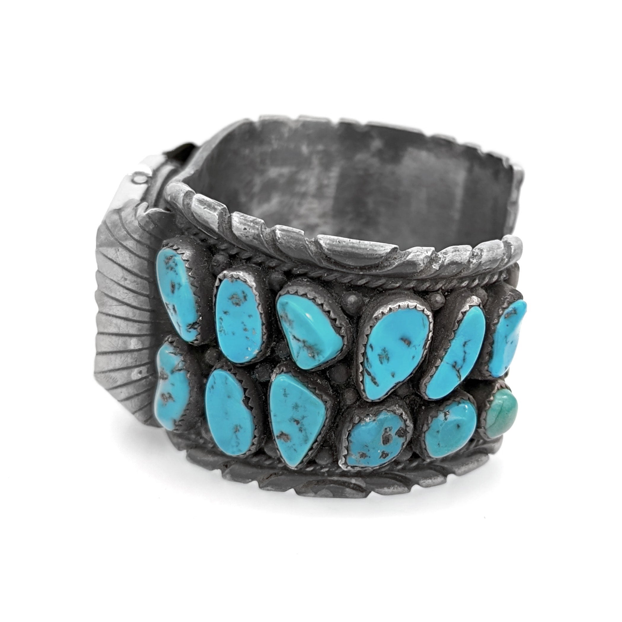 Navajo E. Spencer Sterling Silver & Turquoise Watch Cuff Bracelet