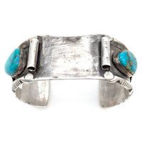 Navajo Louise Platero Sterling Silver & Turquoise Watch Cuff Bracelet