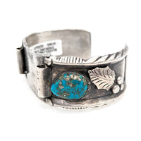Navajo Louise Platero Sterling Silver & Turquoise Watch Cuff Bracelet