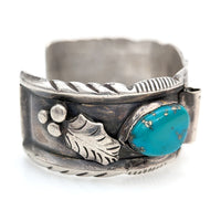 Navajo Louise Platero Sterling Silver & Turquoise Watch Cuff Bracelet