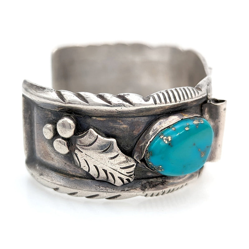 Navajo Louise Platero Sterling Silver & Turquoise Watch Cuff Bracelet