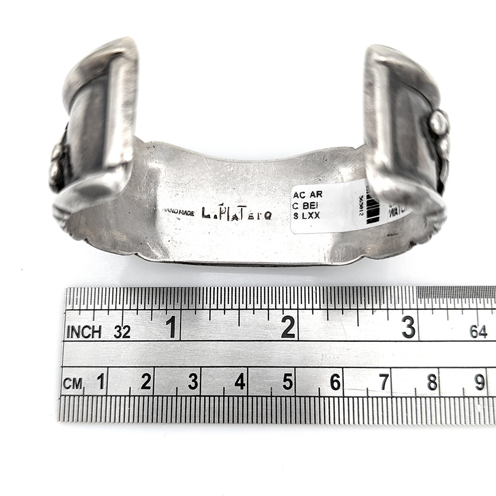 Navajo Louise Platero Sterling Silver & Turquoise Watch Cuff Bracelet