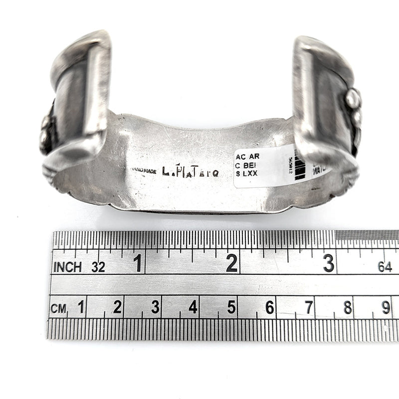 Navajo Louise Platero Sterling Silver & Turquoise Watch Cuff Bracelet