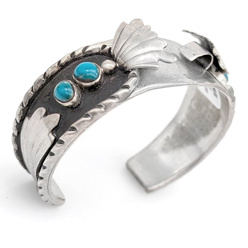 Navajo Sterling Silver & Turquoise Watch Cuff Bracelet