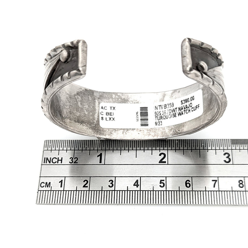 Navajo Sterling Silver & Turquoise Watch Cuff Bracelet