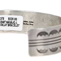 Navajo Julian Arviso Sterling Silver Multi-Stone Inlay Cuff Bracelet