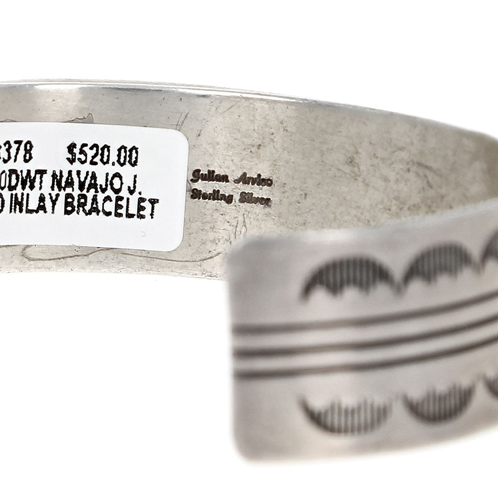 Navajo Julian Arviso Sterling Silver Multi-Stone Inlay Cuff Bracelet