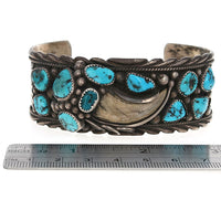 Navajo James Shay Sterling Silver Turquoise & Claw Cuff Bracelet