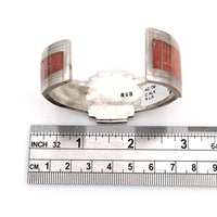 Zuni Rickel & Glendora Booqua Sterling Silver Coral Inlay Bracelet
