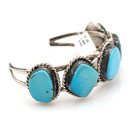 Navajo Sterling Silver & Turquoise 5 Stone Cuff Bracelet
