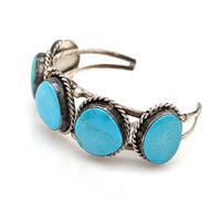 Navajo Sterling Silver & Turquoise 5 Stone Cuff Bracelet