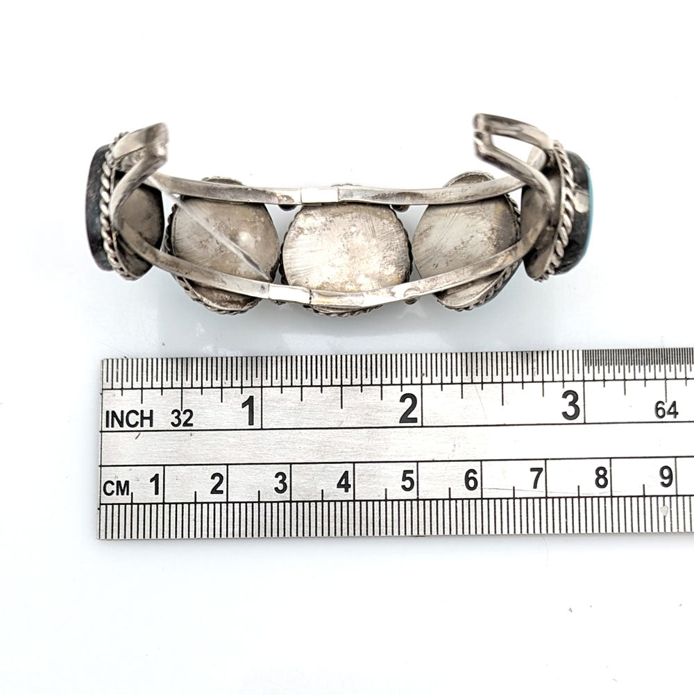 Navajo Sterling Silver & Turquoise 5 Stone Cuff Bracelet