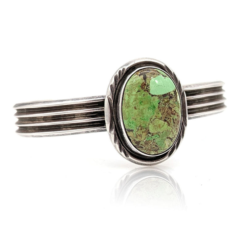 Navajo Archie Martinez Sterling Silver & Turquoise Cuff Bracelet