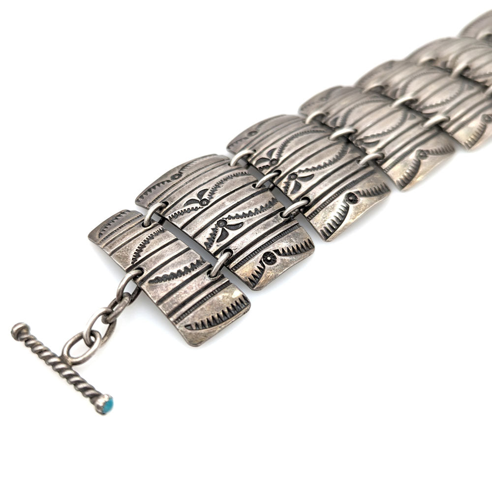 Navajo Mike Thompson Sterling Silver Panel Bracelet