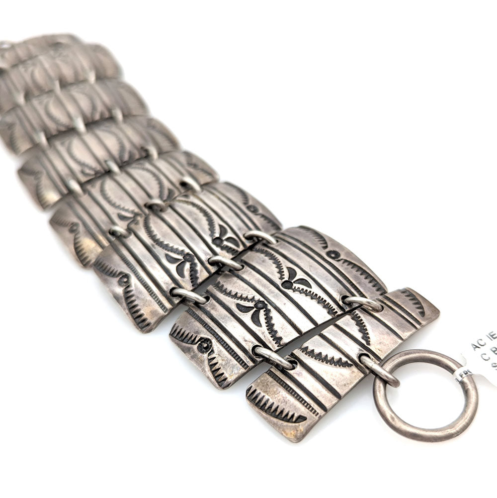 Navajo Mike Thompson Sterling Silver Panel Bracelet