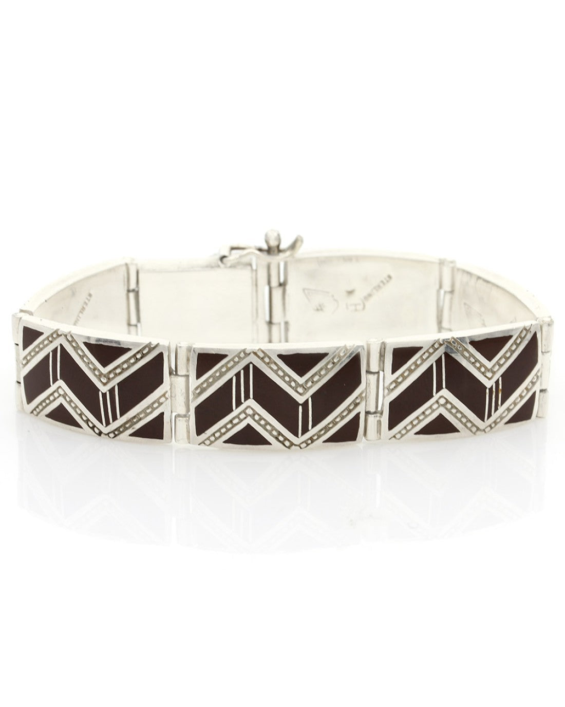 Navajo Peterson Chee Sterling Silver & Jasper Inlay Bracelet