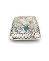 Navajo Sterling SIlver Turquoise & Coral Chip Inlay Buckle