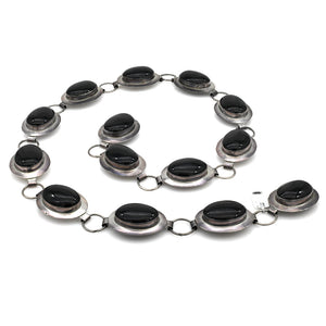 Navajo Sterling Silver & Black Onyx Concho Belt