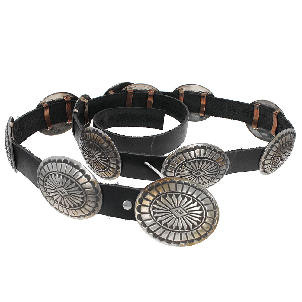 Navajo Freddie Maloney Sterling Silver  Concho Belt