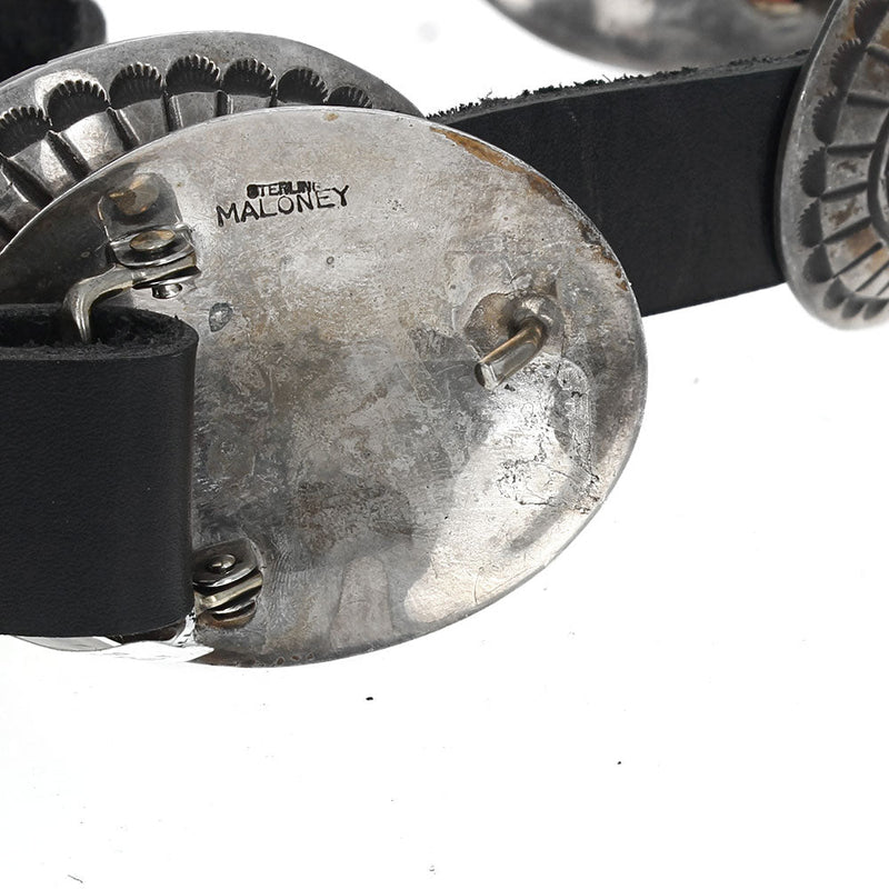 Navajo Freddie Maloney Sterling Silver  Concho Belt