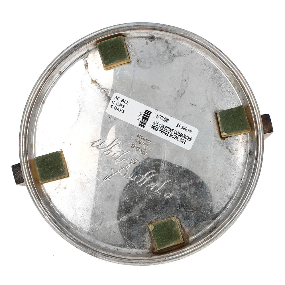 Comanche/Mexican Mike Perez White Buffalo Sterling Silver & Ironwood Bowl