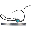 Navajo Signed Sterling Silver & Turquoise Bolo Tie