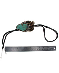 Large Navajo Sterling Silver Turquoise & Claw Bolo Tie