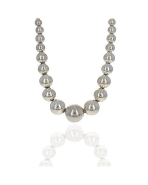 Navajo Sterling Silver Graduated Bead Necklace