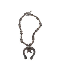 Navajo Sterling Silver Bead & Turquoise Naja Necklace