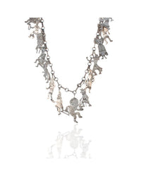 Navajo Sterling Silver Dancing Kachinas Necklace