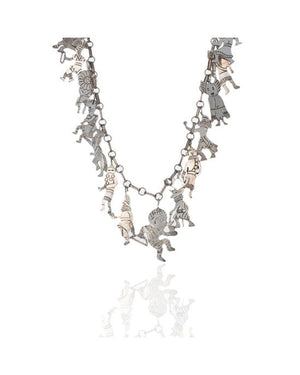 Navajo Sterling Silver Dancing Kachinas Necklace