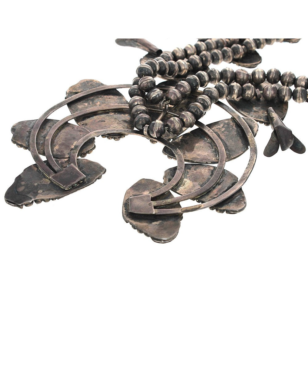 Navajo Sterling Silver & Turquoise Squash Blossom Necklace