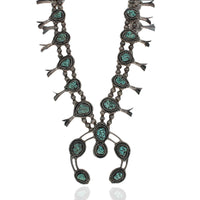 Navajo Sterling Silver & Turquoise Squash Blossom Necklace