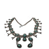 Navajo Sterling Silver & Turquoise Squash Blossom Necklace