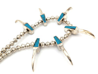 Navajo Sterling Silver Turquoise Inlay Claw Necklace