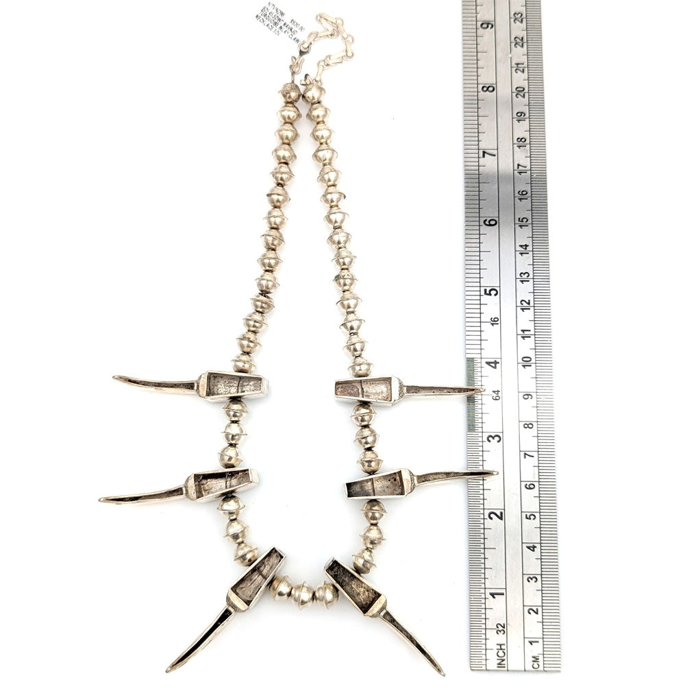 Navajo Sterling Silver Turquoise Inlay Claw Necklace