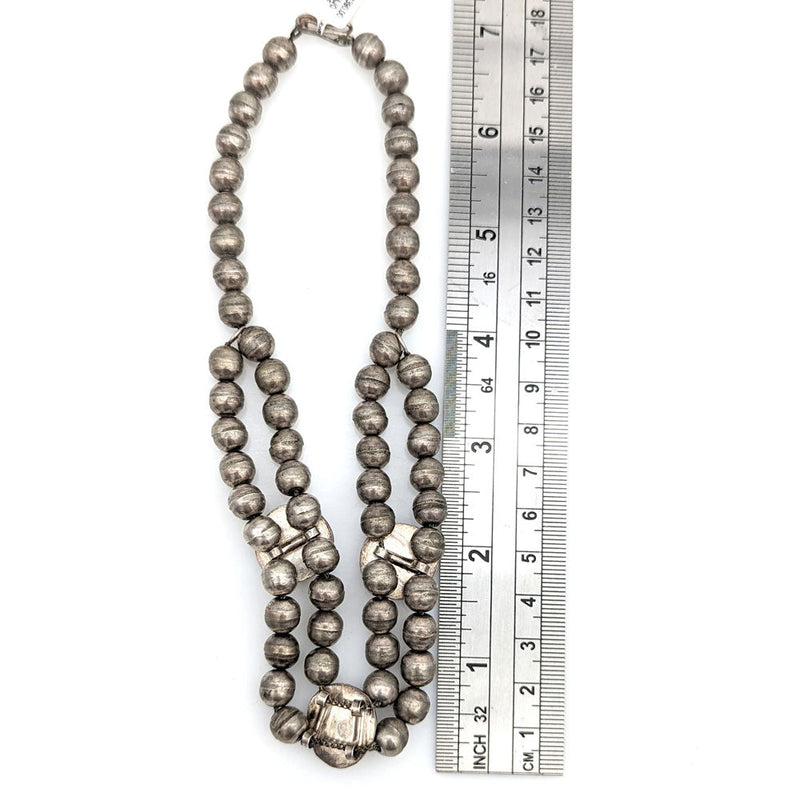 Navajo Sterling Silver Bead & Turquoise Necklace