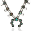 Navajo Johnnie Frank Sterling Silver & Turquoise Squash Blossom Necklace