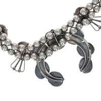 Navajo Johnnie Frank Sterling Silver & Turquoise Squash Blossom Necklace