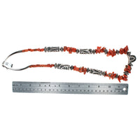 Navajo Sterling Silver Bead & Coral Necklace